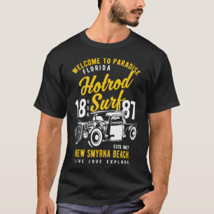 Camiseta New Smyrna Beach Florida Retro Hotrod Surf 1