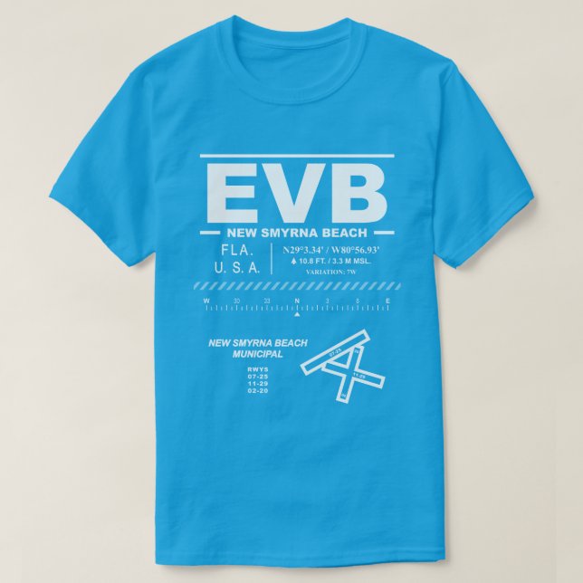 Camiseta New Smyrna Beach Municipal Airport EVB (Diseño del anverso)
