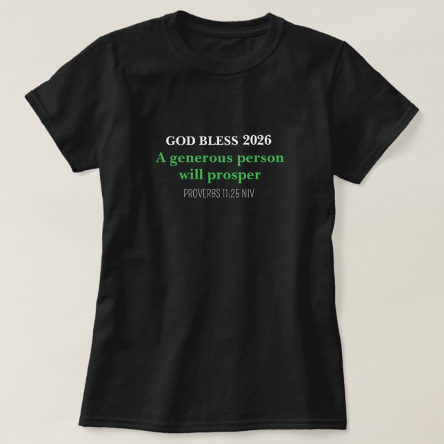 Camiseta New Year 2026 Blessings Festive Simple Black (Diseño del anverso)