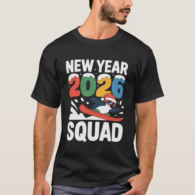 Camiseta New Year 2026 Squad Funny Winter Snow Penguin (Anverso)