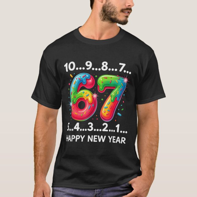 Camiseta New Year 67 Candy Countdown Funny Happy New Year 2 (Anverso)