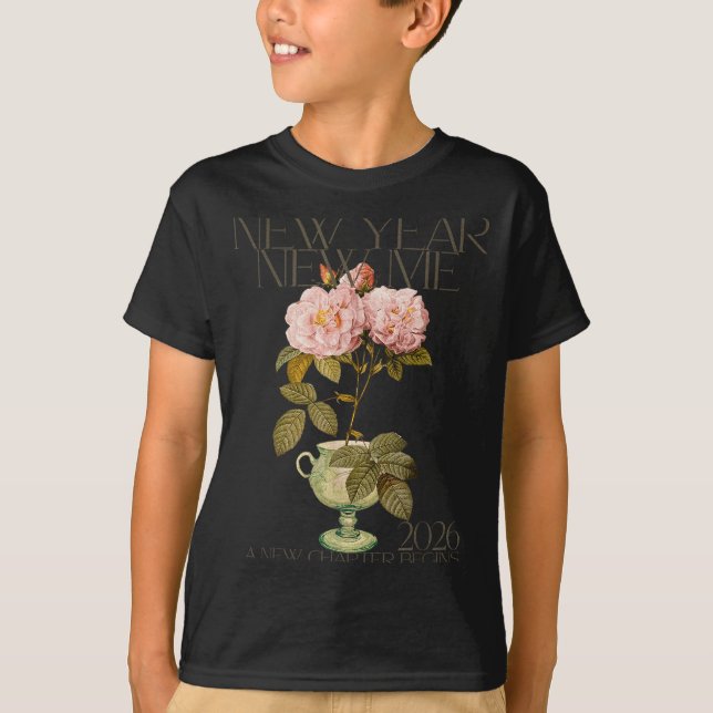 Camiseta New Year New Me 2026 Floral Aesthetic A New Chapte (Anverso)
