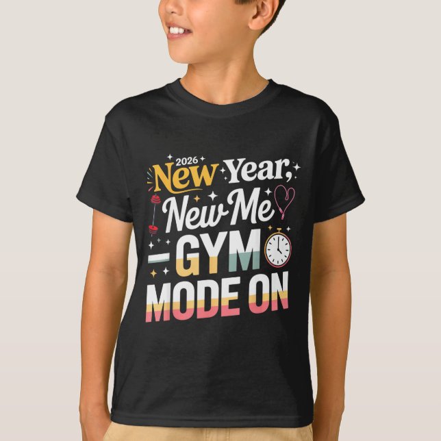 Camiseta New Year New Me 2026 Funny Fitness Workout Gym Mod (Anverso)