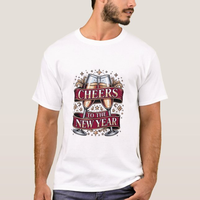 Camiseta New Year's Champagne T-Shirt, Premium Ornate Toast (Anverso)
