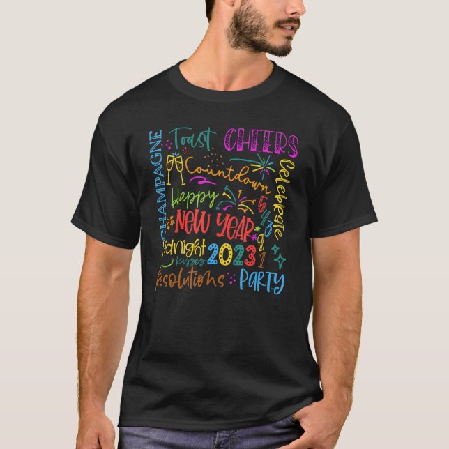 Camiseta New Years Doodle Midnight Fiesta 2023 Fami coincid (Anverso)