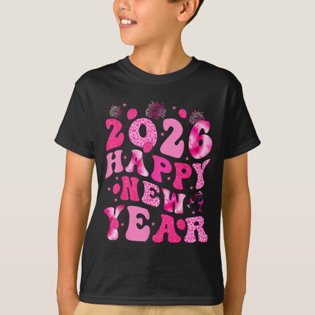 Camiseta New Year's Eve Hello 2026 Groovy Family Matching C (Anverso)