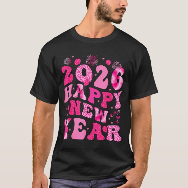 Camiseta New Year's Eve Hello 2026 Groovy Family Matching C (Anverso)