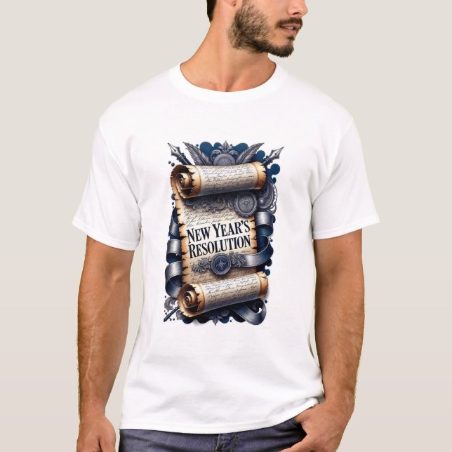 Camiseta New Year's Resolution T-Shirt, Ornate Scroll (Anverso)