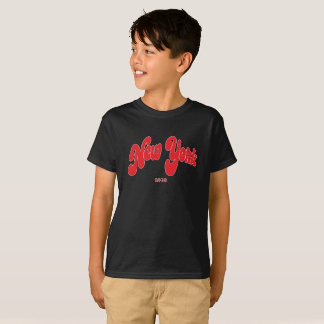 Camiseta New-York 1898 Red Logo Typography Black  (Anverso completo)