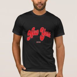 Camiseta New-York 1898 Red Logo Typography Black T-Shirt