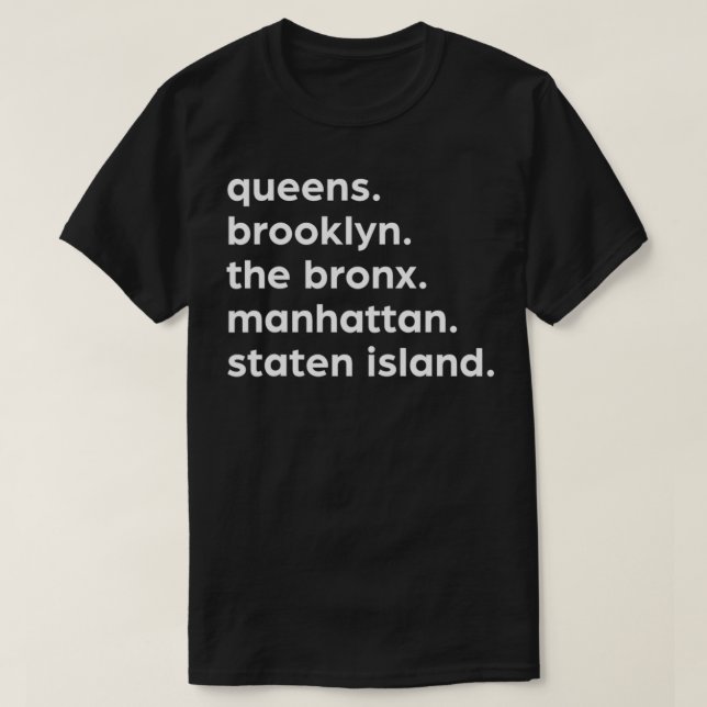 Camiseta New York Boroughs Brooklyn Harlem Queens The Bron  (Diseño del anverso)