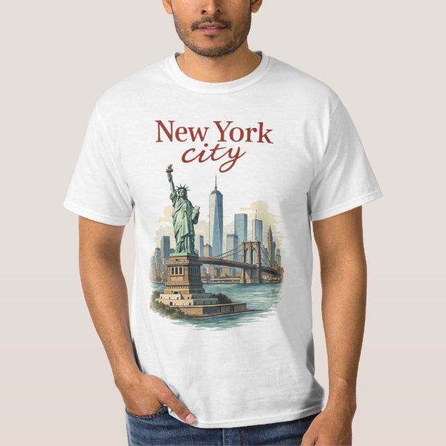 Camiseta New York City – Iconic Statue & Skyline T-Shirt (Anverso)