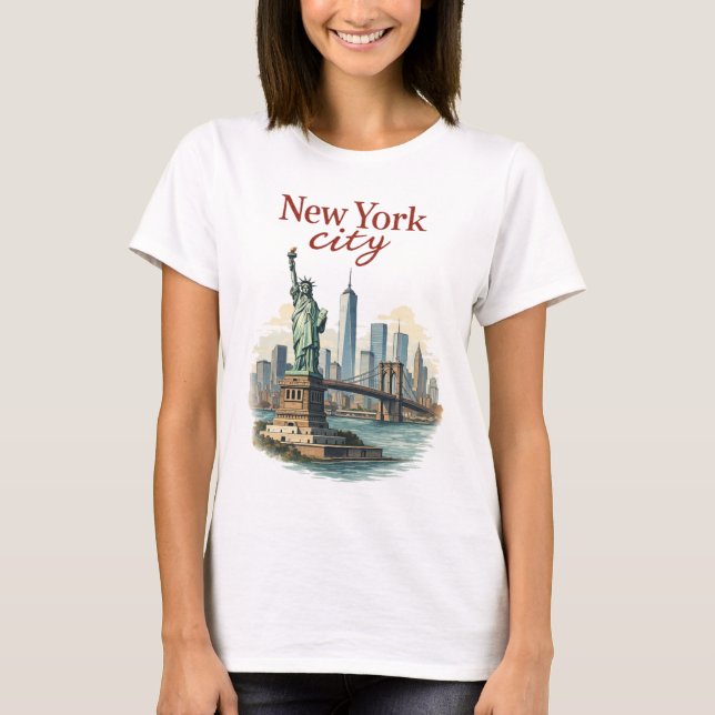 Camiseta New York City – Iconic Statue & Skyline T-Shirt (Anverso)