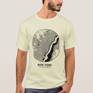 Camiseta New York City Map T-Shirt – Minimal Black & White 