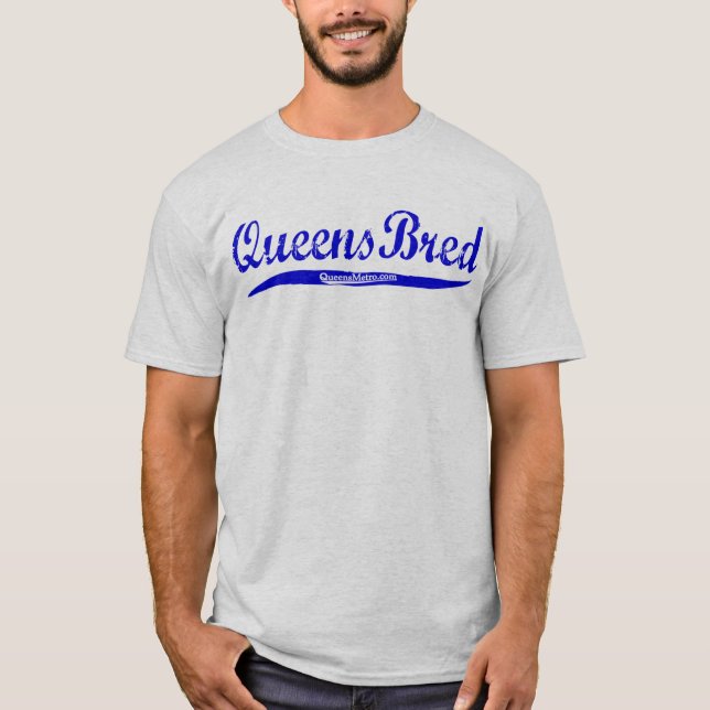 Camiseta - New York City NY - letras azules criadas Queens (Anverso)