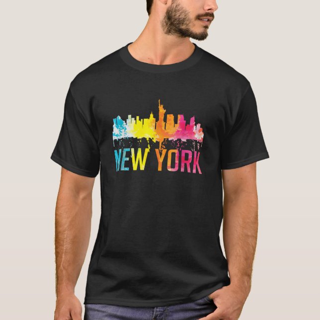 Camiseta New York City NYC Watercolour Art Big Apple Skylin (Anverso)