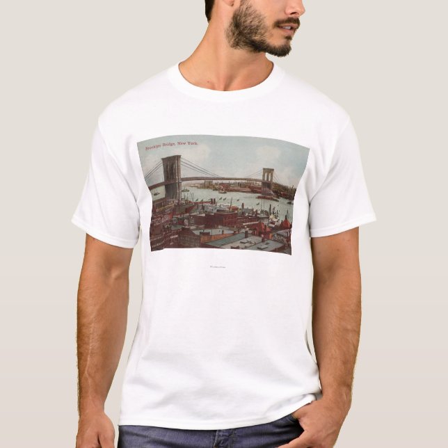 Camiseta New York City, NYView del puente de Brooklyn (Anverso)