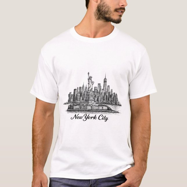 Camiseta New York City Skyline Line Art Illustration (Anverso)