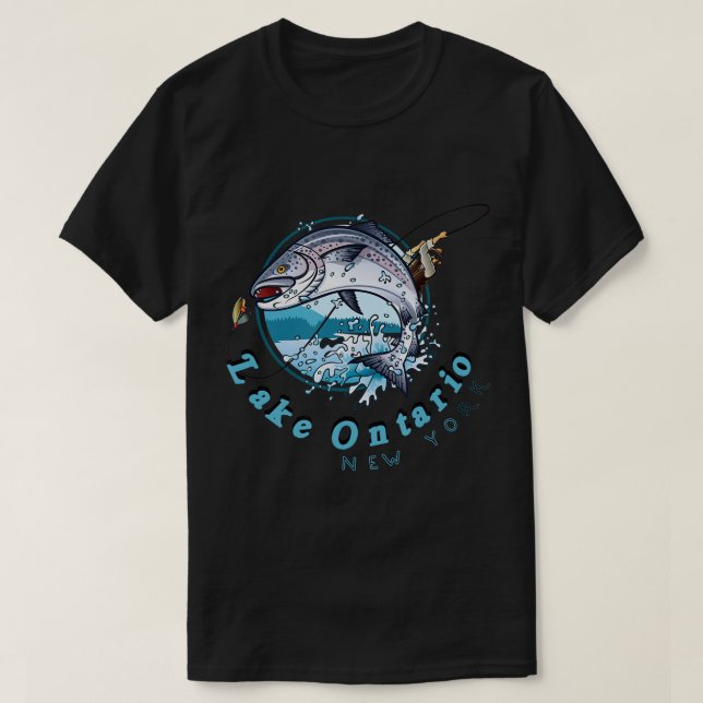 Camiseta New York Fish Lake Ontario Salmon Fishing Sport Fi (Diseño del anverso)