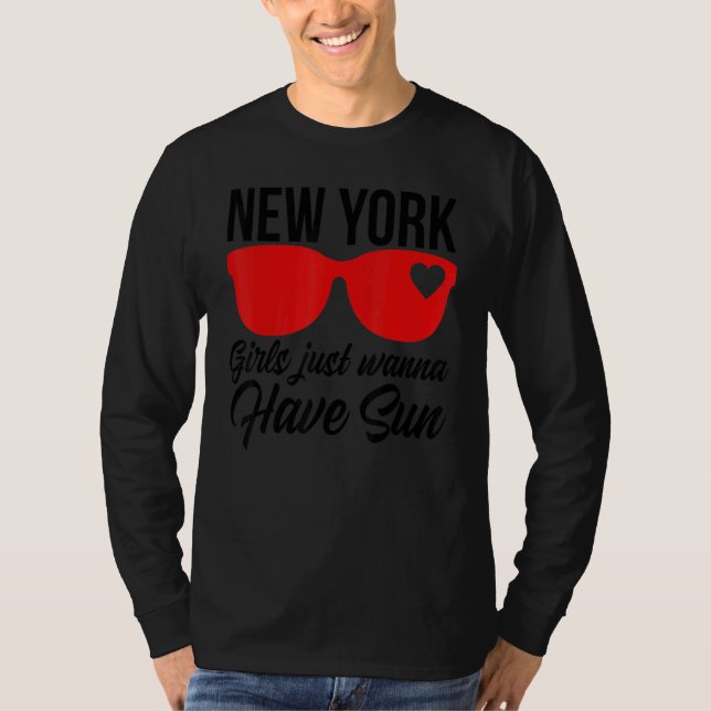 Camiseta New York Girls Just Wanna Have Sun Vacation Women  (Anverso)