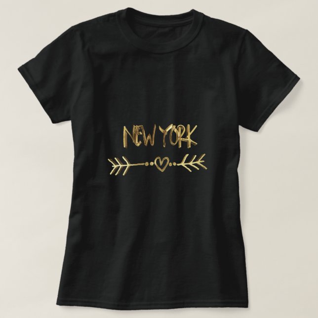 Camiseta New York Gold Look Typography USA City Elegant (Diseño del anverso)