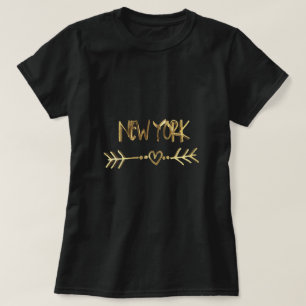 Camiseta New York Gold Look Typography USA City Elegante