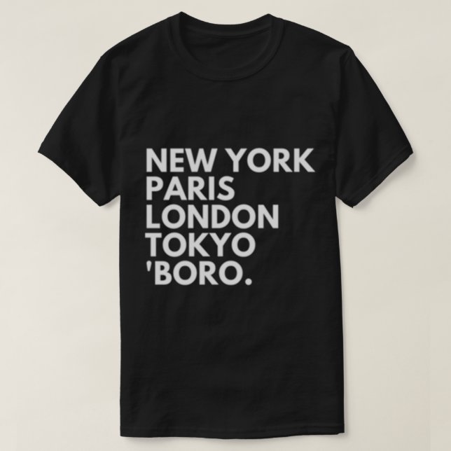 Camiseta New York Paris London Tokyo Middlesbrough Boro (Diseño del anverso)