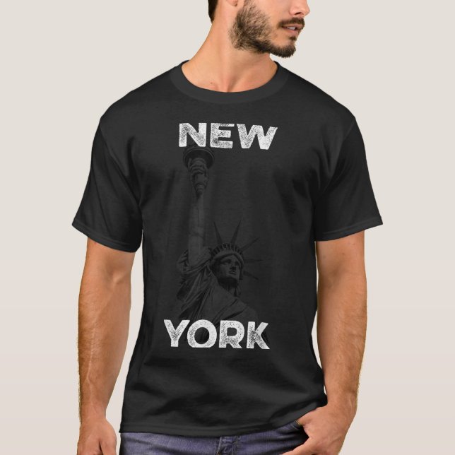 Camiseta New York Statue Of Liberty Halftone Effect  (Anverso)
