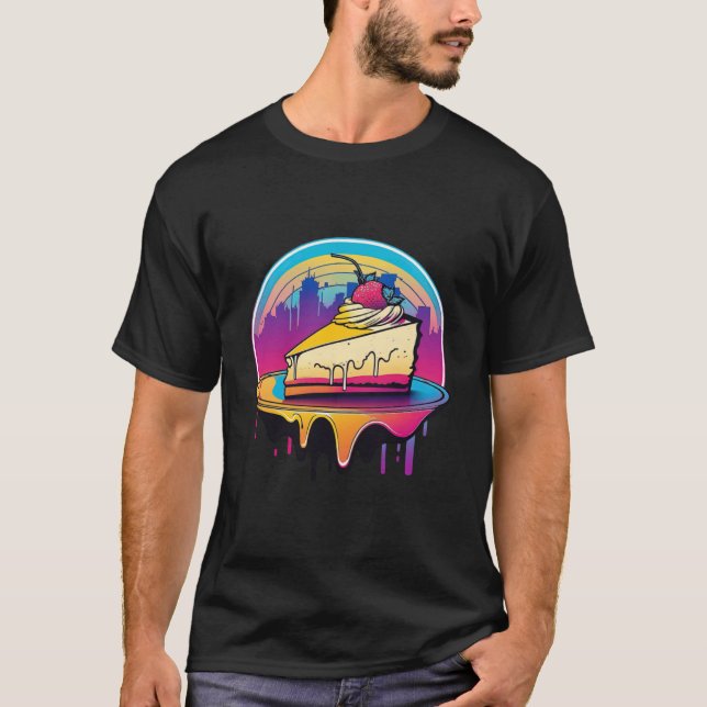 Camiseta New York Style Cheesecake Synthwave 80s Retrowave  (Anverso)