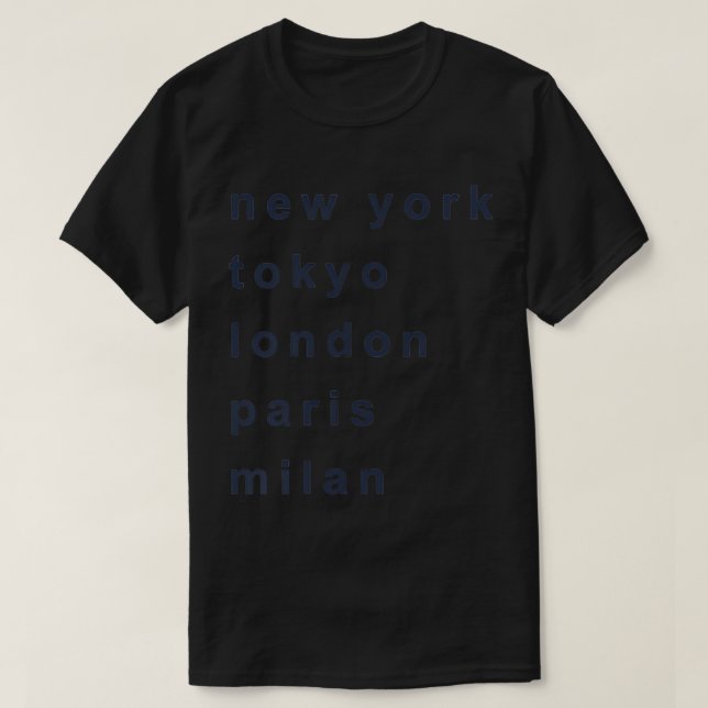 Camiseta New York Tokyo London Paris Milan Fashion Capitals (Diseño del anverso)