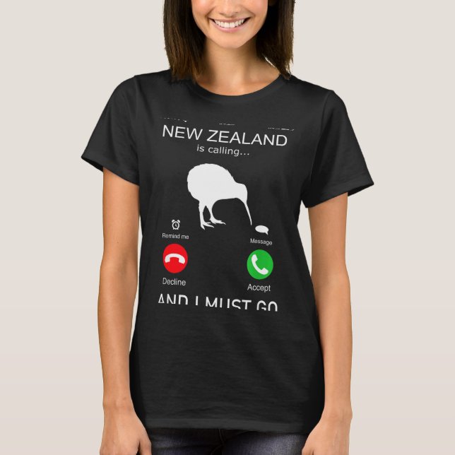 Camiseta New Zealand Is Calling And I Must Go, Zealand Funn (Anverso)