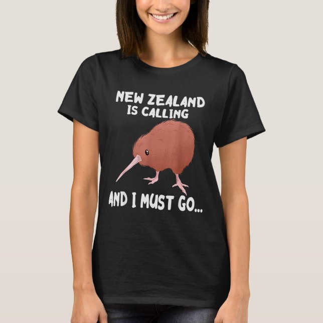 Camiseta New Zealand Is Calling Kiwi Bird Wildlife Animal  (Anverso)