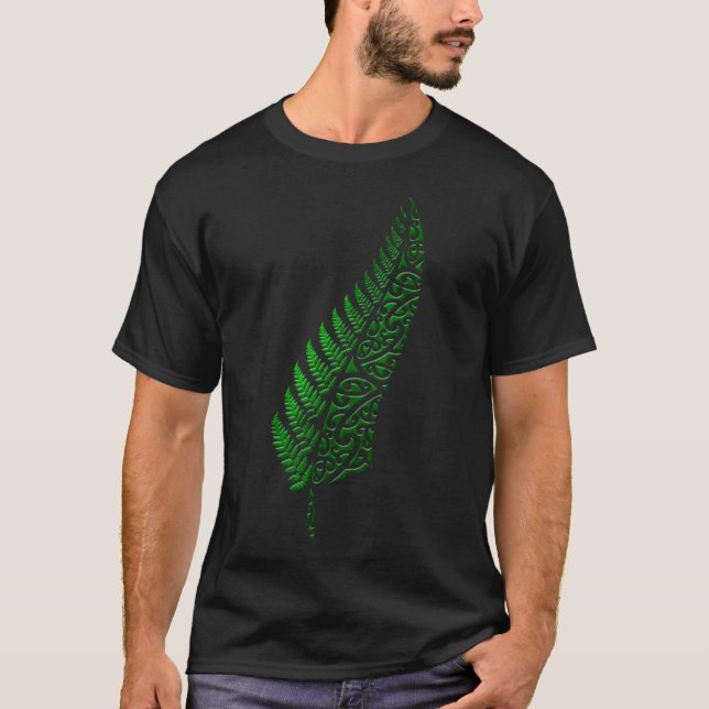 Camiseta New Zealand Kiwi All Blacks Maori Silver Fern Gree (Anverso)