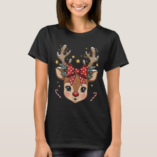 Camiseta Newest Tshirt Black Tee Xmas Deer Graphic