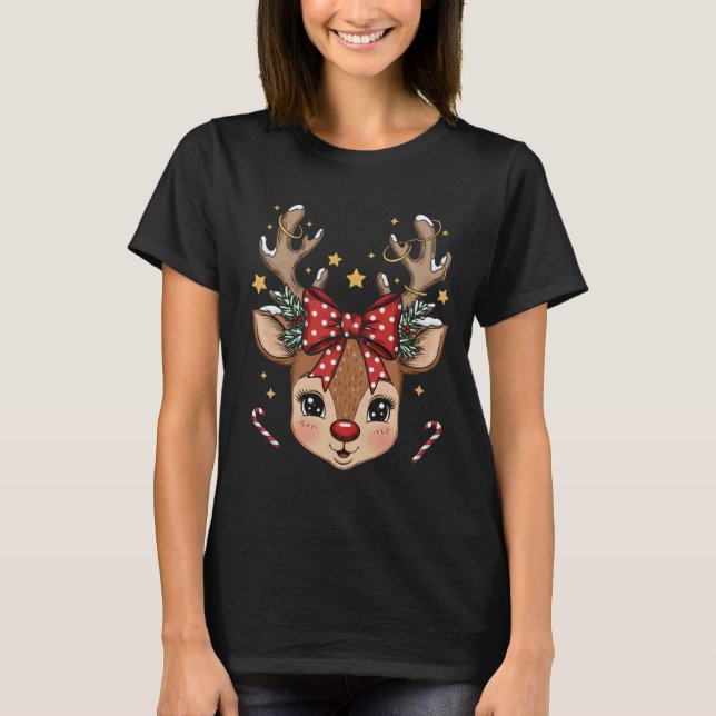 Camiseta Newest Tshirt Black Tee Xmas Deer Graphic (Anverso)