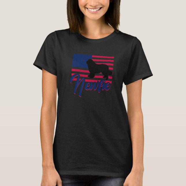 Camiseta Newfie Dog USA Flag Newfoundland  2 (Anverso)