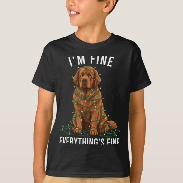 Camiseta Newfoundland Dog Christmas I'm Fine Everything Is  (Anverso)
