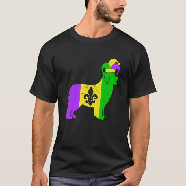 Camiseta Newfoundland Dog Mardi Gras Carnivals Funny Puppy  (Anverso)