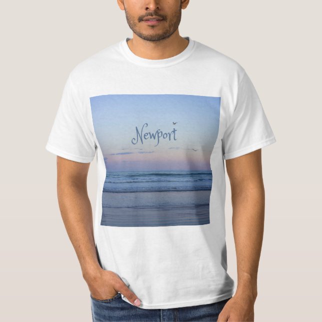 Camiseta Newport Beach California Ocean Sunrise Blue (Anverso)