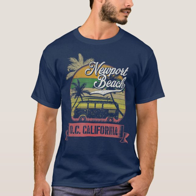 Camiseta Newport Beach Naranja County California Surfing (Anverso)