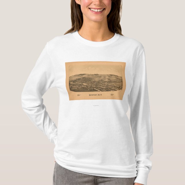 Camiseta Newport, nuevo YorkPanoramic MapNewport, NY (Anverso)