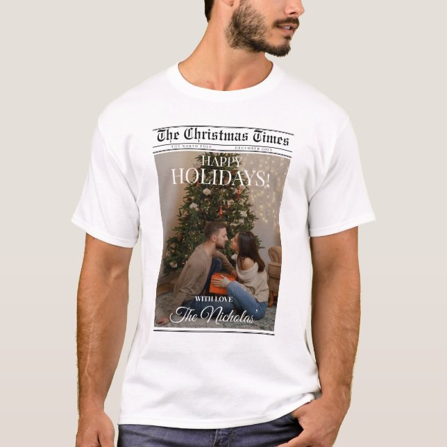 Camiseta Newspaper What A Year Black White Photo Christmas (Anverso)