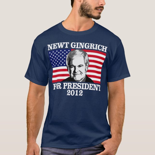 Camiseta Newy Gingrich para el presidente 2012 (Anverso)