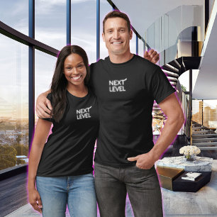 Camiseta Next Level Pequeño Centrado Blanco Neón Negro