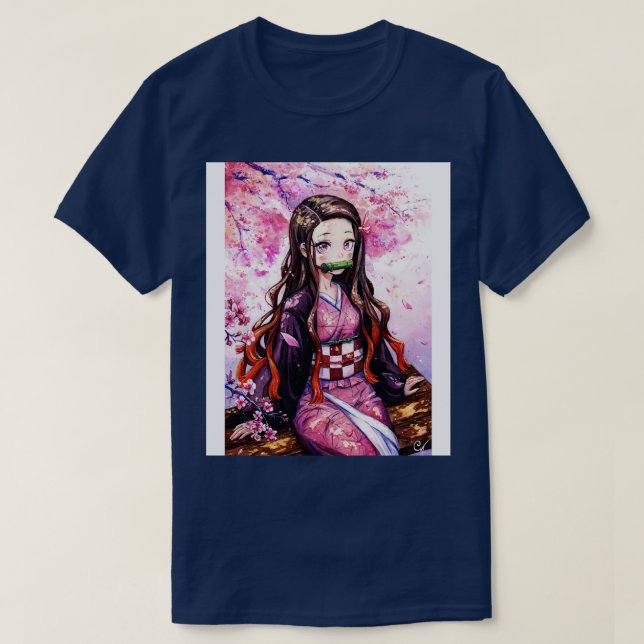 Camiseta Nezuko acuarela bajo la capa de demostración F del (Diseño del anverso)