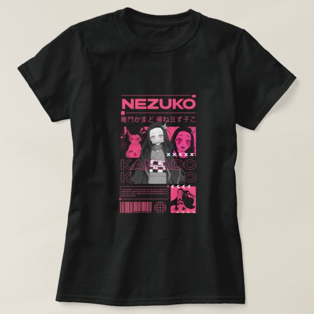 Camiseta Nezuko Kamado // Neon Synthwave Tee (Diseño del anverso)