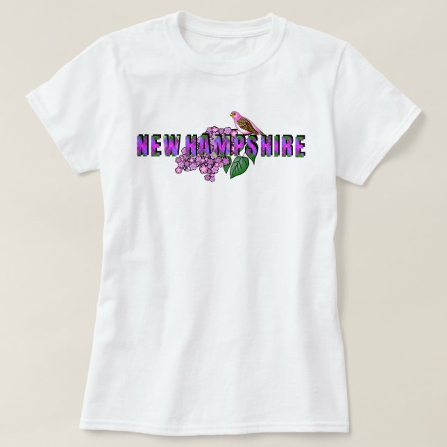 Camiseta NH State Symbols Purple Finch & Lilacs Argyle (Diseño del anverso)