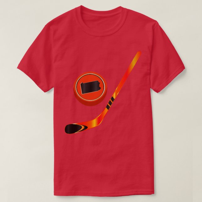 Camiseta NHL PA Naranja Black Stick y Puck (Diseño del anverso)