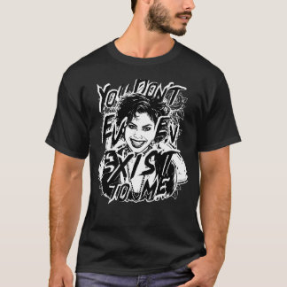 Camiseta Ni siquiera existes, chica gótica, estilo arte de