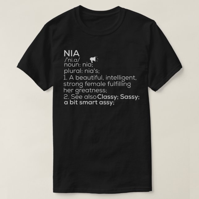 Camiseta Nia Nombre Nia Definición Nia Nombre Femenino Nia  (Diseño del anverso)